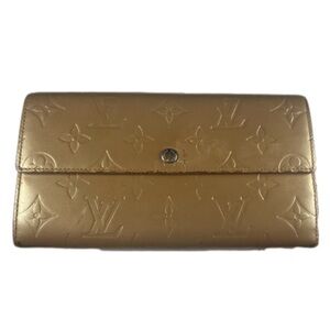 Louis Vuitton Monogram Vernis Patent Leather Sarah Long Wallet | Matte Gold